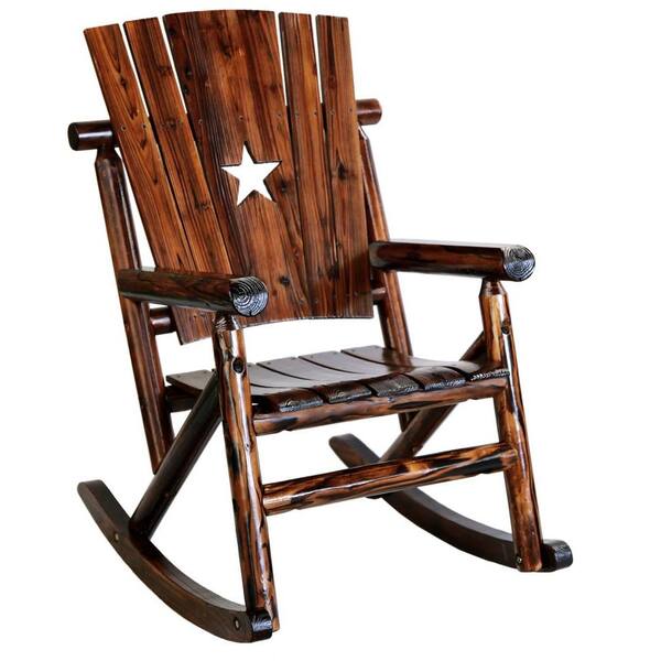 Leigh Country Char-log Wood Outdoor Rocking Chair with Star