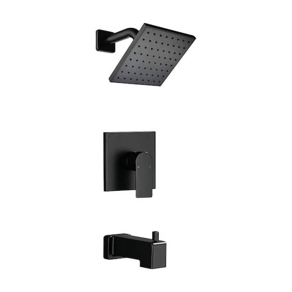 Rain Single Handle 1-Spray Tub Shower Faucet 1.8 GPM with Pressure Balance in Black (Valve Included)