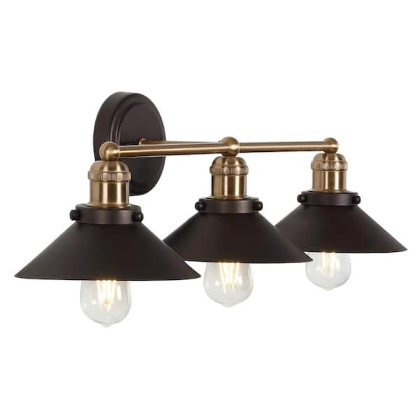 Photo 1 of July 26.5 in. 3-light Oil Rubbed Bronze/Brass Gold Metal Vanity Light