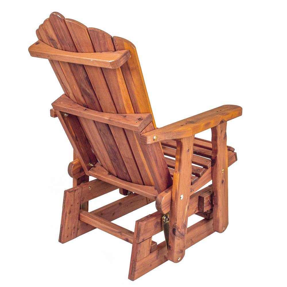 Natural Cedar Wood Adirondack Glider Chair with Arms