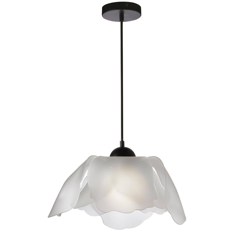 Dainolite Passion 1Light Matte Black Shaded Pendant Light with White