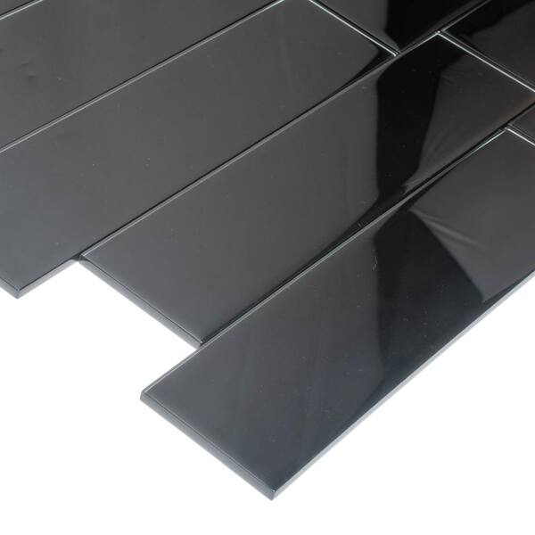 Apollo Tile (Sample) Colorway Gray 4-in x 4-in Glossy Glass Herringbone Floor and Wall Tile