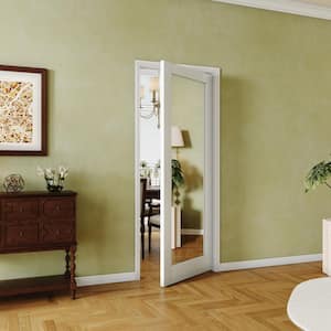 30 in. x 80 in. 1-Lite Mirrored Glass Interior Door Panels MDF White Wardrobe Door Slab Prefinished