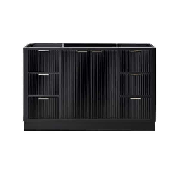 Milan 54 in. W x 21.5 in. D x 34.5 in. H Bath Vanity Cabinet without Top in Black