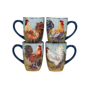 Rooster Meadow 22 oz. Assorted Colors Earthenware Beverage Mugs (Set of 4)