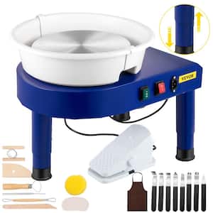 Pottery Wheel 14 in. Ceramic Wheel Forming Machine 0-7.8 in. Lift Table Electric Clay Machine with Foot Pedal, Blue
