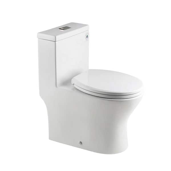 WOODBRIDGE Elite 1-Piece 1.0/1.6 GPF High Efficiency Dual Flush Elongated All-in One Toilet with Soft Closed Seat included in White
