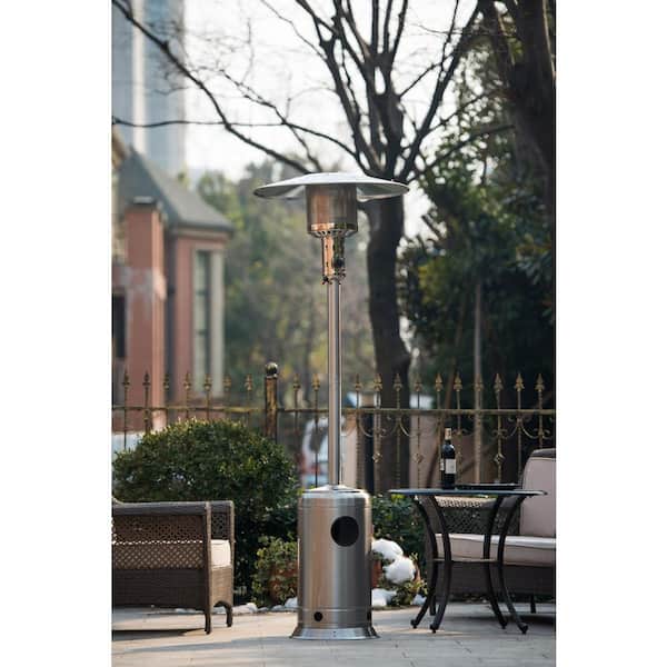 Wildaven 88 in. 47,000 BTU Stainless Steel Outdoor Patio Propane Heater with Portable Wheels