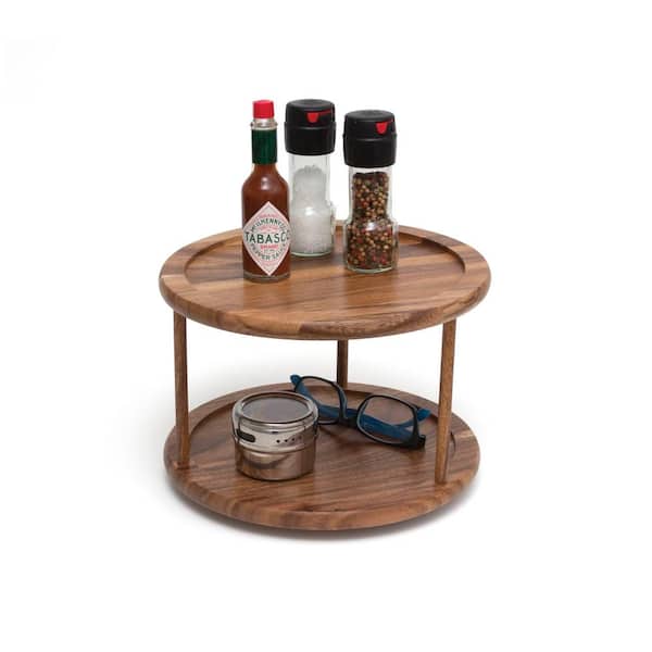 Lipper International 10 in. 2-Tier Acacia Lazy Susan Turntable