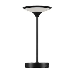 Novogratz x Globe 12 in. 1.5-Watt LED Integrated Outdoor Table Lamp, Matte Black, Frosted Diffuser, USB-C Charging Cable