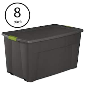 45 Gallon Wheeled Portable Latching Storage Bin Box, Gray (8 Pack)