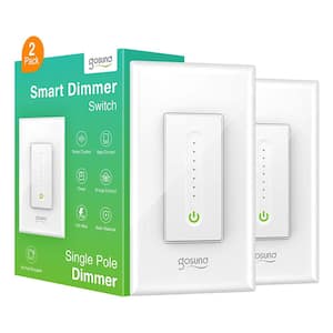Smart Voice Control Wifi Dimmer Switch Works with Google and Alexa, White (2-Pack)