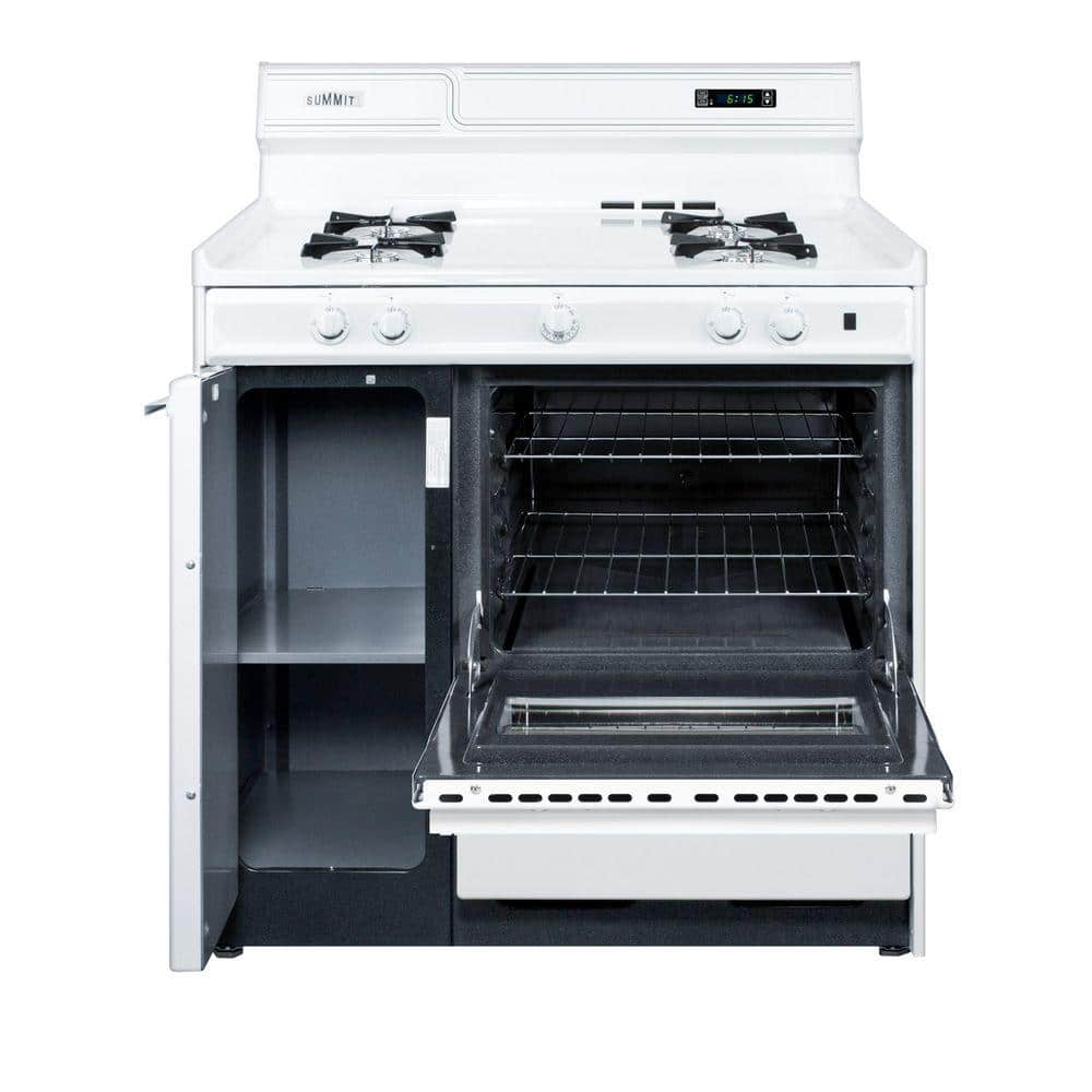 36" White Porcelain Gas Range with Storage and Oven Window