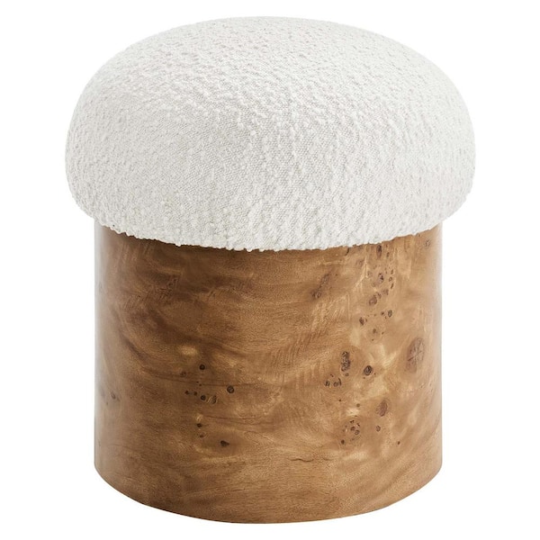 Breeze Ivory Burl Boucle Upholstered Ottoman