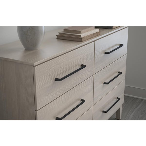 Soft Modern 12 in. (305 mm) Modern Matte Black Square Cabinet Drawer Pull