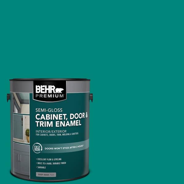 BEHR PREMIUM 1 gal. #P450-7 Mystic Turquoise Semi-Gloss Enamel Interior/Exterior Cabinet, Door & Trim Paint