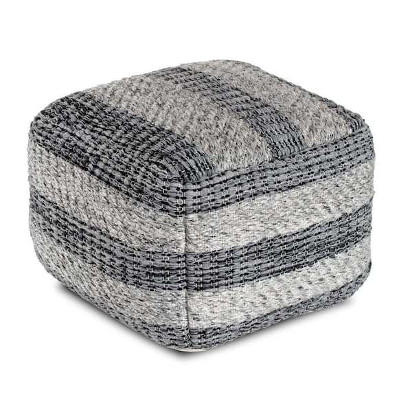 24 in. x 24 in. x 17 in. I Got Stripes Gray Pouf