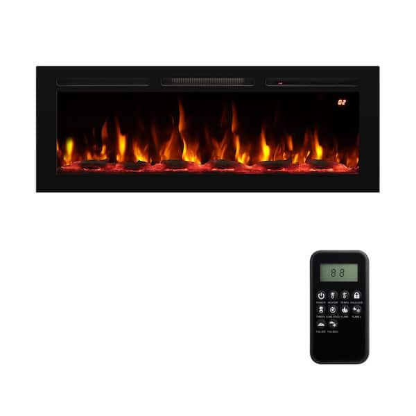 Delandgrand 48 in. Recessed Electric Fireplace Insert with 14 Flame Colors, 6 Brightness Levels, 3 Flame Speeds,Timer, 750W/1500W