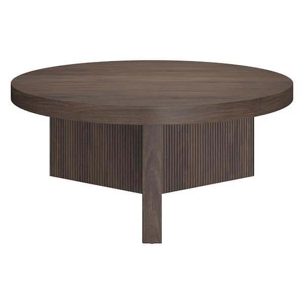 Meyer&Cross Holm 36 in. Alder Brown Round MDF Top Coffee Table