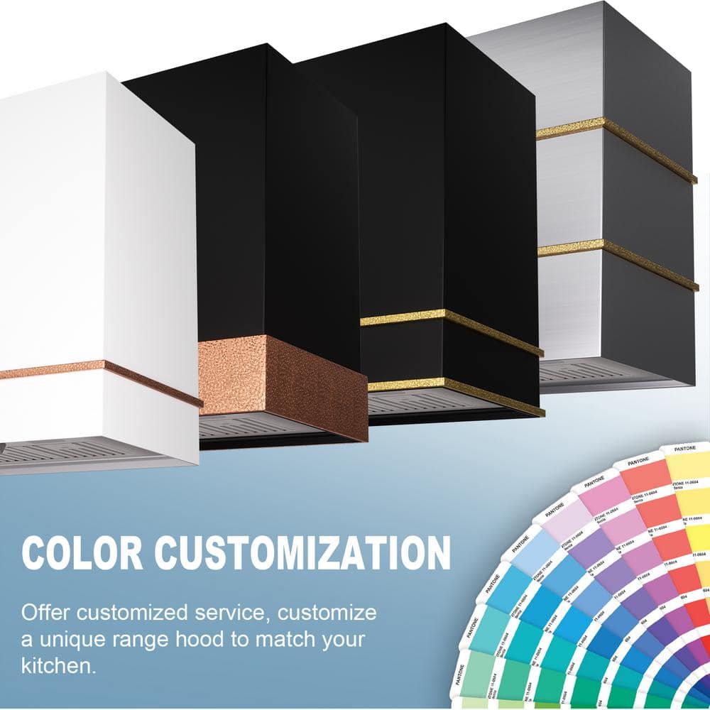 Black and Gold 30-Inch Stainless Steel Wall Mounted Range Hood