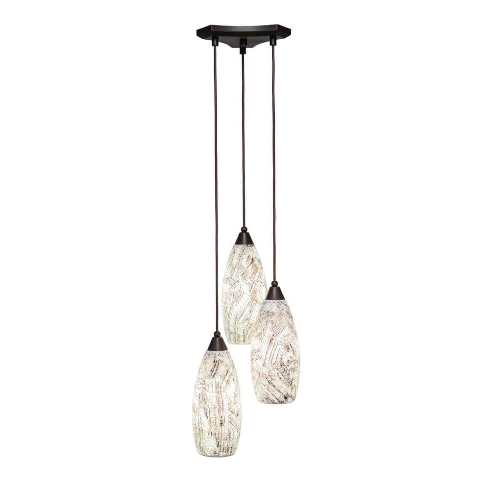 Condor 3 Light Dark Granite, Cluster Pendant Light with 5.5 in. Natural