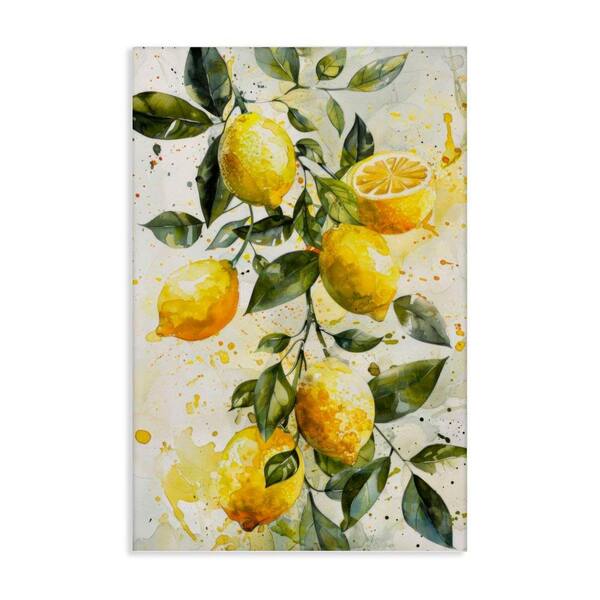 Lemon Watercolor Splashes by LSR Design Studio Unframed Food Graphic Art Print 36 in. x 24 in.