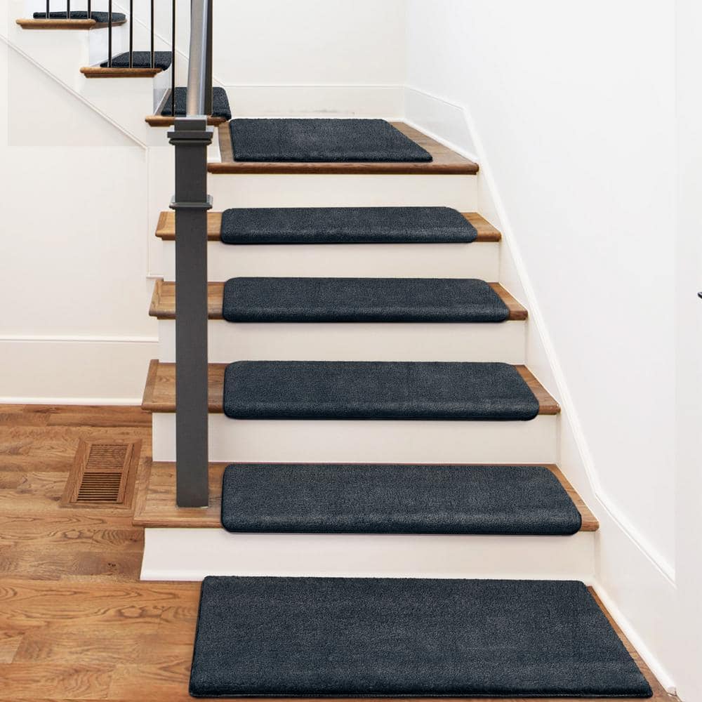 Dark Gray Ultra Plush Non-Slip Stair Treads, 9.5" x 30"