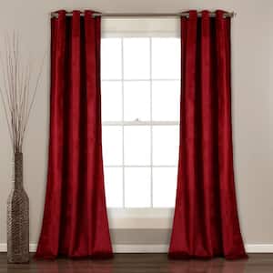 Prima Velvet Solid Light Filtering Grommet Window Curtain Panels Red 38x95 Set