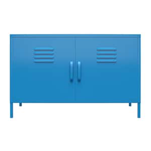 Cache Bright Blue 2-Door Metal Locker Accent Cabinet