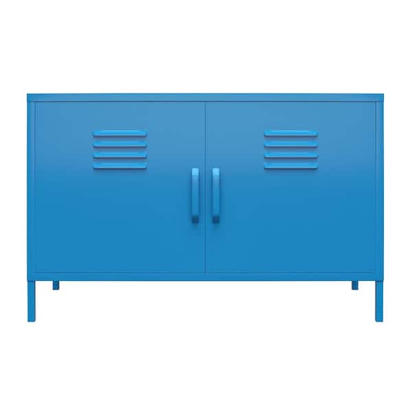 Cache Bright Blue 2-Door Metal Locker Accent Cabinet