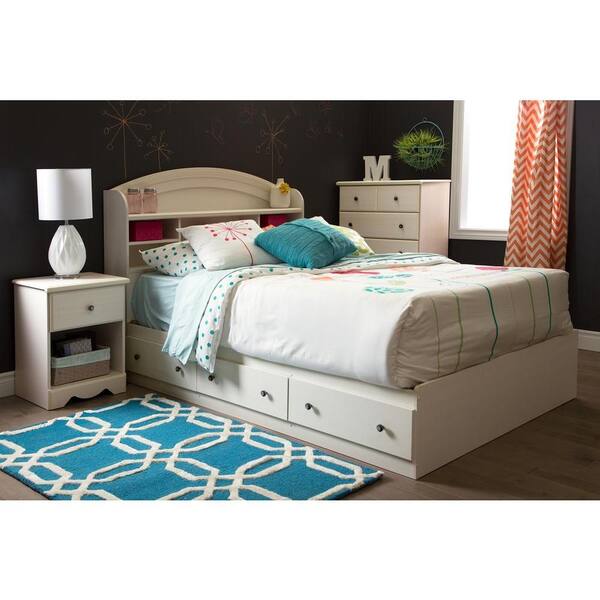 South Shore Country Poetry 3-Drawer White Wash Full-Size Storage Bed