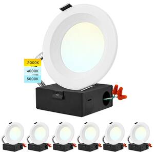 4 in. LED Recessed Light with J-Box CCT 3000K/4000K/5000K Integrated LED Recessed Light Kit Dimmable Wet Rated (6-Pack)