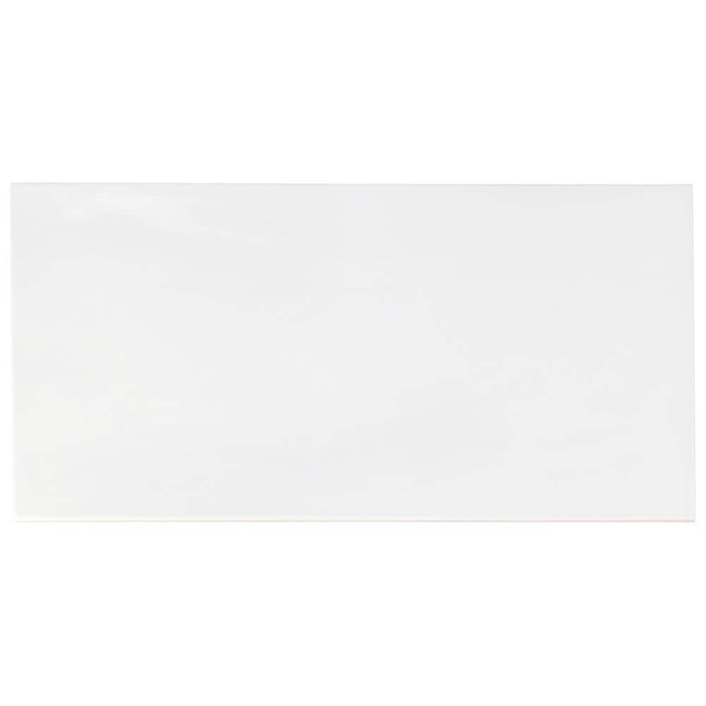 Antigua White Polished Ceramic Subway Wall Tile, 5" x 10"