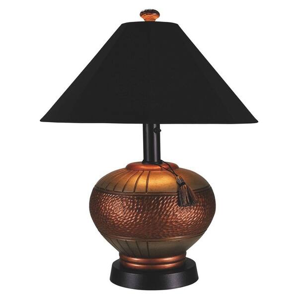 Patio Living Concepts Phoenix 32 in. Antiqued Copper Outdoor Table Lamp with Black Sunbrella Shade