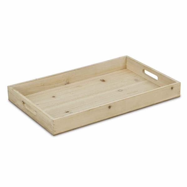 HomeRoots Amelia 18.75 in. W x 2 in. H x 11.75 in. D Rectangle Brown Fir Dinnerware and Serving Storage