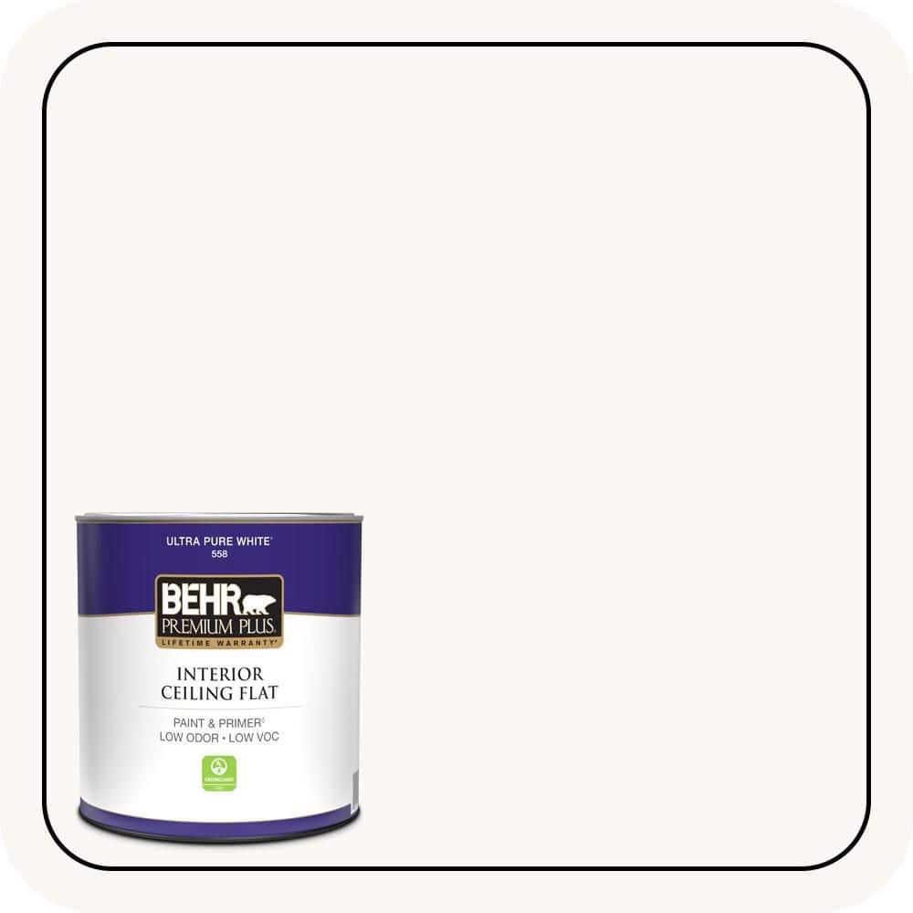 BEHR PREMIUM PLUS 1 qt. Ultra Pure White Ceiling Flat Interior Paint ...