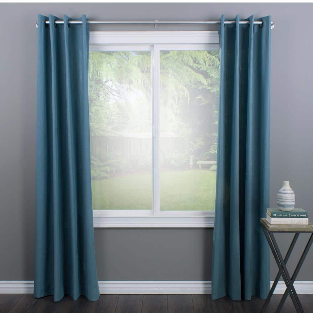Adjustable Silver Industrial Curtain Rod with Finial, 36-72 inches