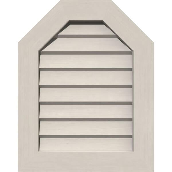 Ekena Millwork 23" x 29" Octagon Primed Smooth Pine Wood Paintable Gable Louver Vent Non-Functional