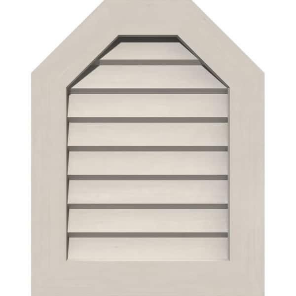Ekena Millwork 41 in. x 37 in. Octagon Primed Smooth Pine Wood Built-in Screen Gable Louver Vent