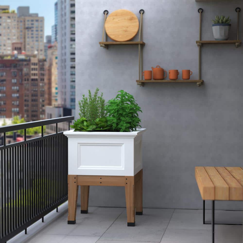 Fairfield 24x24 White Plastic and Wood Elevated Garden Bed