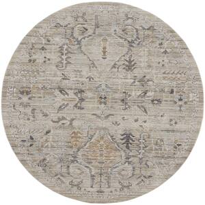 Nyle Ivory Taupe 8 ft. x 8 ft. Round Vintage Persian Area Rug