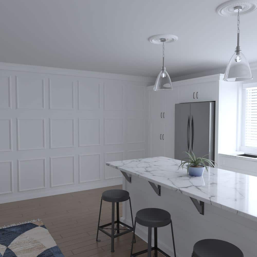 Adjustable White Polyurethane Full Wall Wainscot Paneling Kit