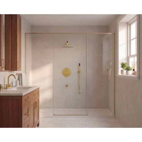 GRANDJOY 10 in. 3-Spray Wall Mount Round High Pressure Dual Fixed