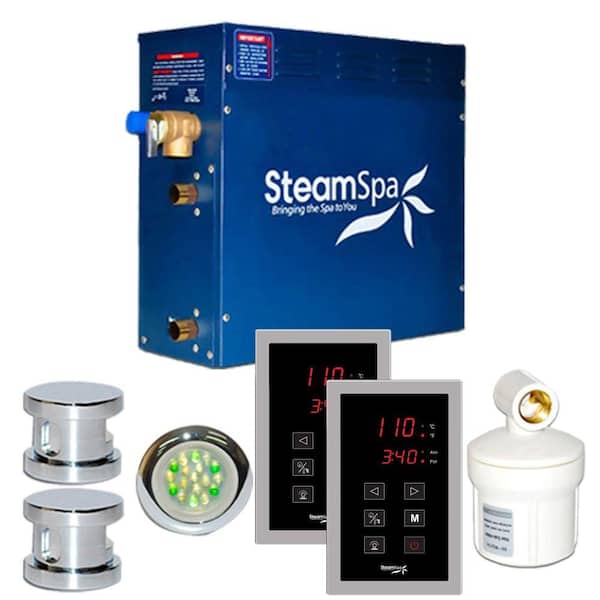 SteamSpa Royal 12kW Touch Pad Steam Bath Generator Package in Chrome