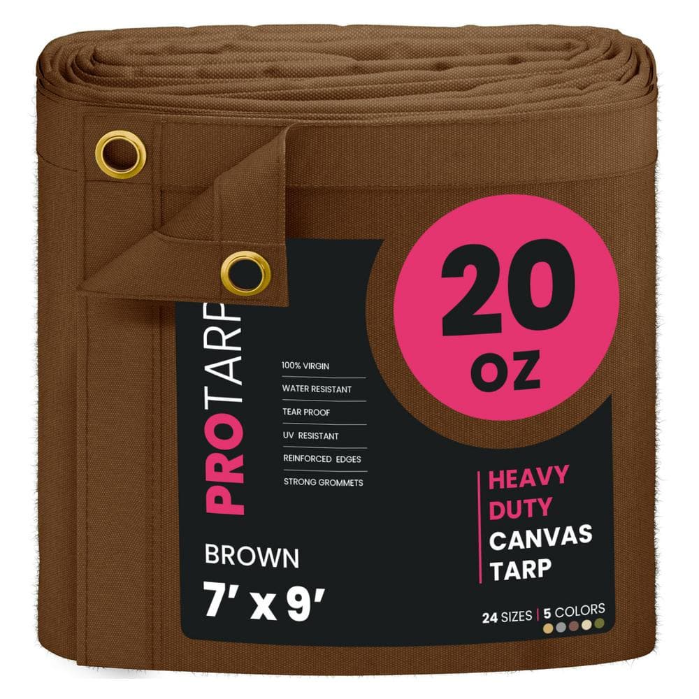 Extreme Heavy Duty 20 oz. Water Resistant Canvas Tarp, UV Resistant Tarpaulin Cover Brown 7 ft. x 9 ft. price history on PriceWatchPro