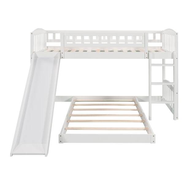ANBAZAR Twin Bunk Beds with Slide for Kids, Low Profile Bunk Beds with