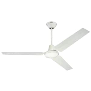 Jax Industrial-Style 56 in. White Ceiling Fan with Wall Control