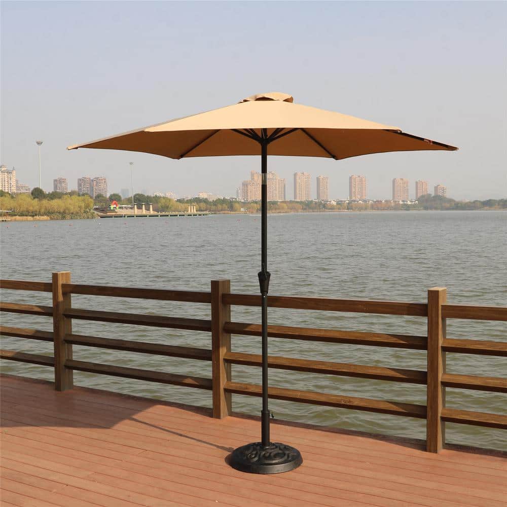 8.8 ft Outdoor Aluminum Patio Umbrella, Market Umbrella with 33 lbs. Resin 