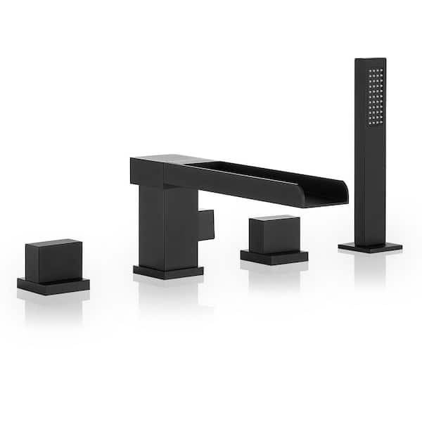 Altair Nairn 2-Handle Deck-Mount Roman Tub Faucet with Hand Shower in. Matte Black