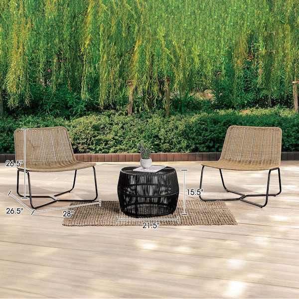 3-Piece Wicker Patio Conversation Seating Set